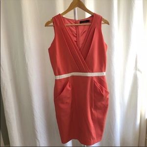 The Limited Sleeveless Coral Dress with White Trim